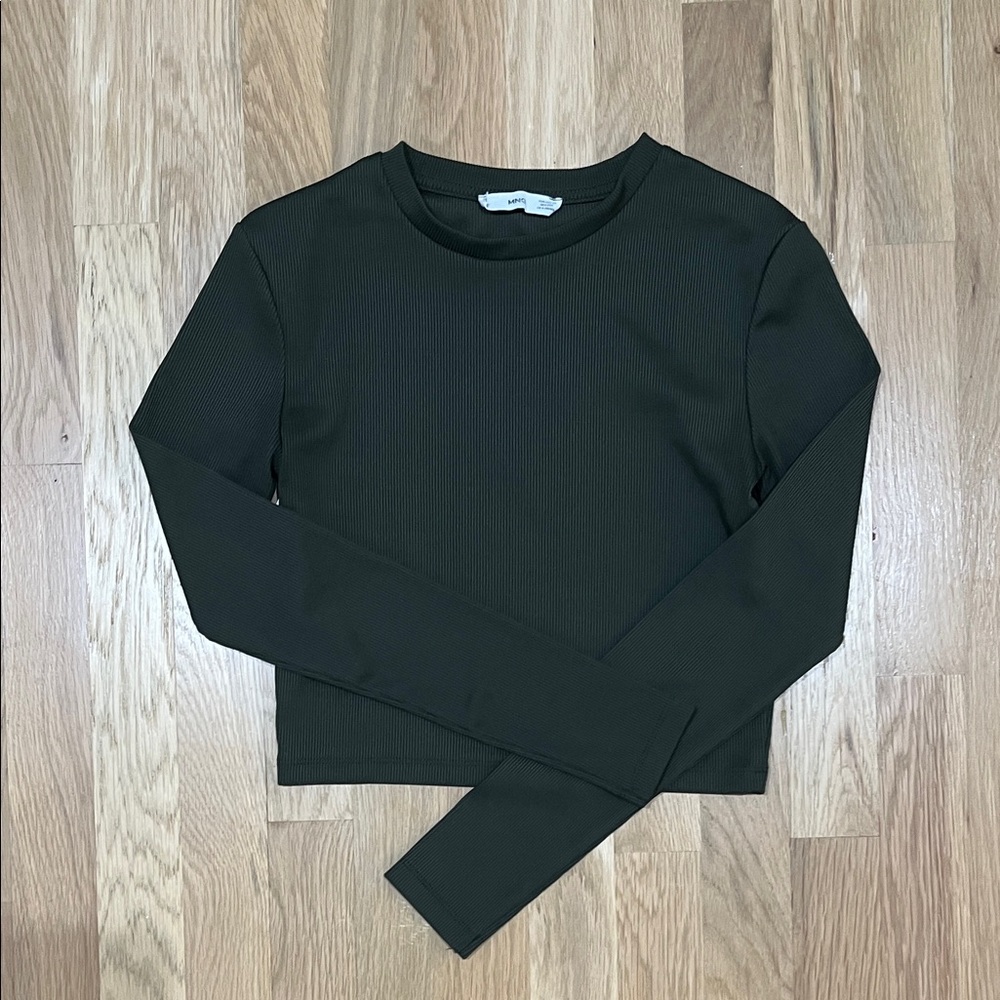 Mango Dark Green Long Sleeve Crop Top